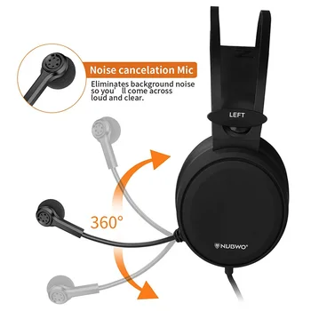 NUBWO N7 plac zestaw słuchawkowy 3,5 mm głęboki bass słuchawki na ucho słuchawki z mikrofonem dla PS4, Xbox One, PC, smartfon gracz