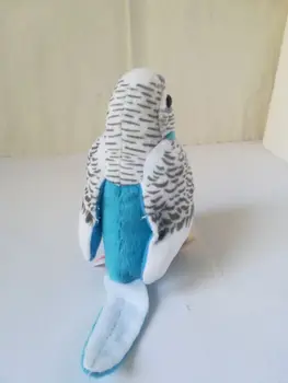 Około 12 cm niebieski mały papuga ptak pluszowe zabawki słodki papuga miękka lalka dziecięca zabawka prezent d0898