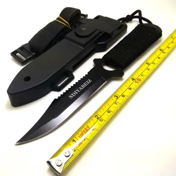 Ostre taktyczny nóż ostrze ze stali nierdzewnej polowanie nurkowanie prosty nóż odkryty przetrwania kemping scyzoryk narzędzie i ABS powłoka