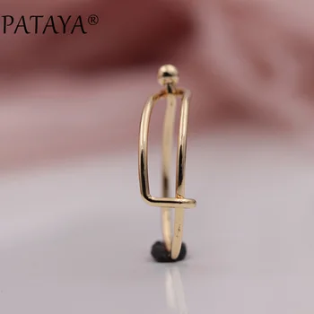 PATAYA Fine 585 Rose Gold Time Space Unique Cross Up Open Fm Women Wedding Party Luxury Simple Romantic Jewelry