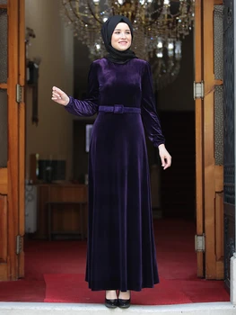 Plus rozmiar hidżab Sukienka Zara zima aksamit Abaya długa Islamski odzież wysokiej jakości dla dziewczyn Wyprodukowano w Turcji