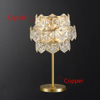 Postmodernistyczny luksusowy crystal led lampa miedziana sypialnia прикроватное oświetlenie skandynawski salon pionowy kreatywne dekoracje stołowe lampy