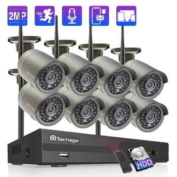Przez techage 8CH 1080P Wireless NVR CCTV IP 2MP Camera System Audio Record Wifi Camera Outdoor IR CUT Video Security Surveillance Kit