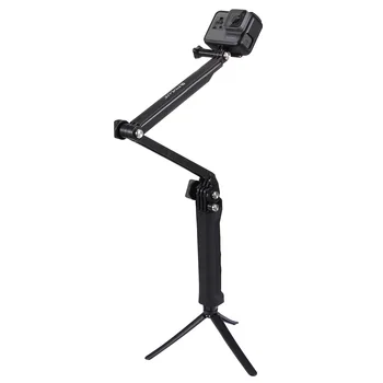 PULUZ 3-Way Grip składany wielofunkcyjny przedłużacz Selfie-stick monopod ze statywem dla DJI Osmo Action GoPro HERO 9 8 7/6/5/4