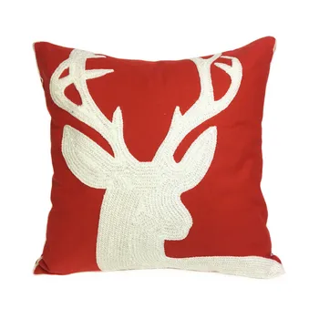 Płótno haft boże Narodzenie białe jelenie duży śnieg sofa dekoracyjna Czerwona poszewka prezent poszewka 45x45cm sprzedać na części
