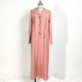Ramadan Różowy Kaftan Abaya Dubaj Turcja Islamski Hidżab Sukienka Islam Odzież Абаи Dla Kobiet Szlafrok Musulman Djellaba Vetement Femme