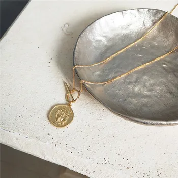 ROMAD okrągły obecnie stałe стерлинговое srebro 925 długi naszyjnik portret monety wisiorek naszyjnik naszyjnik oświadczenie laminowaną naszyjnik R4