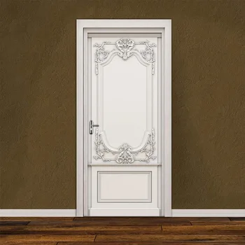 Samoprzylepny drzwi naklejka tapety 3D wypukła tynk rzeźbione europejski styl Salon Sypialnia drzwi fresk naklejka naklejki na ściany