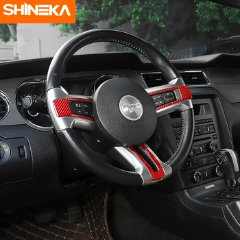 SHINEKA Carbon Fiber Sticker For Ford Mustang Car Interior decoration kierownicy pokrywa akcesoria do Ford Mustang2009-2013