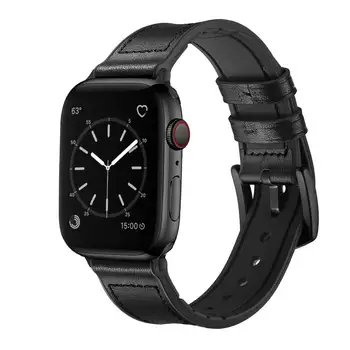 Silikonowy+pasek ze Skóry dla Apple watch band 44 mm 40 mm 42 mm 38 mm skóra naturalna watchband bransoletka mc series 5 4 3 SE 6 band