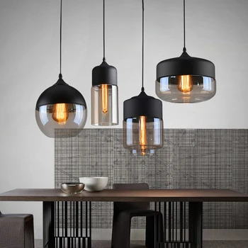 Skandynawskie nowoczesne lampy wiszące loft szkło E26 E27 żarówka LED kuchnia nasufitowe restauracja bar / salon sypialnia lampy