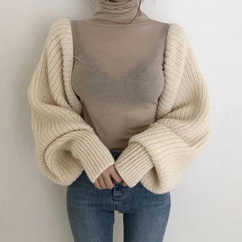 SONDR Korean New Design Solid Hollow Out Back Lace-up Loose Solid Bat Rękaw sweter z dzianiny kobiecy płaszcz