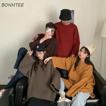 Swetry Damskie temat stałych O-neck prosty leniwy All-match koreański styl Casual damskie swetry stylowe Jesienne eleganckie dzianiny odzież