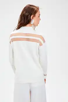 Trendyol WOMEN-suchy biały tiul szczegółowy dzianiny sweter TWOAW20FV0046