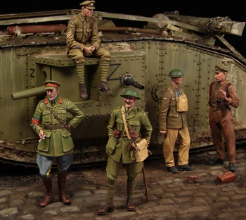 [tuskmodel] 1 35 skala żywicy model cyfry zestaw WW1 brytyjski czołg crewman duży zestaw 5 figurek t1100 instrukcja