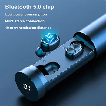 TWS B9 Bluetooth 5.0 słuchawki Power Display bezprzewodowe słuchawki HIFI sportowe słuchawki z mikrofonem do gier muzyczny zestaw słuchawkowy dla iOS i Android