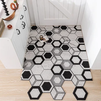 Twórcza geometria hexagonal przedpokój dywan PVC drut zawias mata INS drzwi mata salon mata łazienka antypoślizgowy dywan