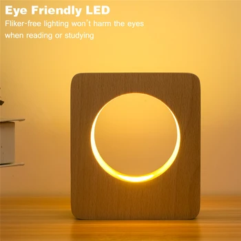 Twórcza twarde drewno LED lampa USB ładowanie Ściemniania szafki nocne Domowy oprawa
