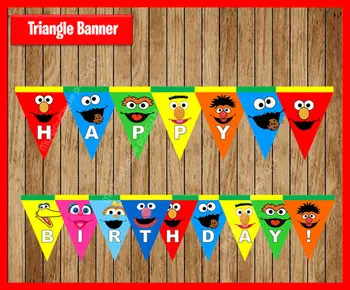 Ulica Sezamkowa Trójkąt Banner Baby Shower Urodziny Dekoracje Dzieci Zdarzenie I Świąteczne Akcesoria Superbohaterowie Partia Druku