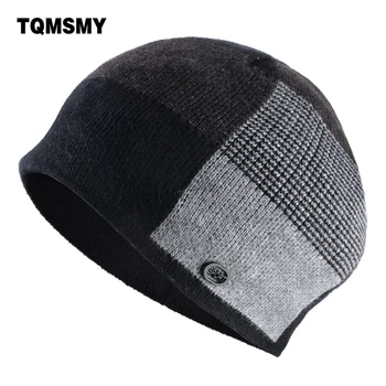 Unisex maska plaid uszyć kapelusz męskie zimowe czapki osób skullies dzianiny wełniane czapki damskie czapki zimowe hip-hop czapki gorros