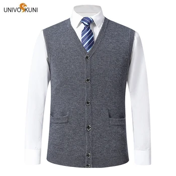 UNIVOS KUNI 2019 męski sweter moda slim wiosna i jesień nowa dostawa kamizelka jednolity kolor casual wysokiej jakości 9069