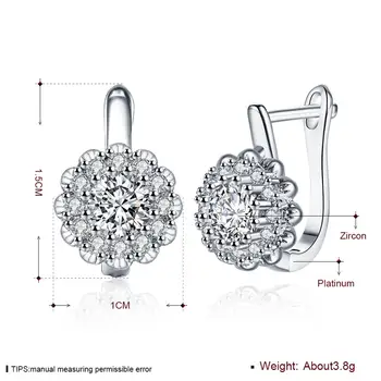 Urządzony w luksusowym kolor srebrny klip kolczyki romantyczny kwiat kształt Kryształ kolczyki dla kobiet partia moda biżuteria drop shipping