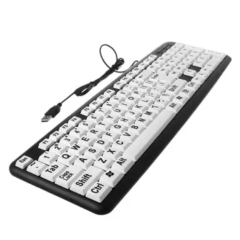 USB wifi PC gra komputerowa klawiatura do gier wysoki kontrast Duży druk i białe klawisze Czarne list do starszych ludzi starszych mężczyzn 95AD
