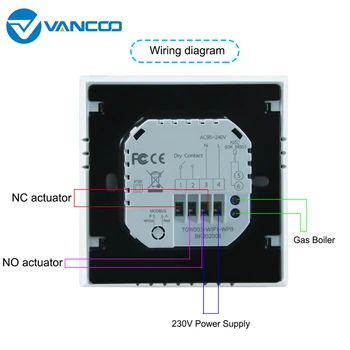 Vancoo Tuya Wifi termostat 220 W inteligentny kocioł gazowy regulator temperatury termostat do ogrzewania podłogowego regulator temperatury kotła