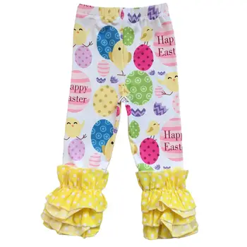 Walentynki Dzień Świętego Patryka Mardi Gras dzieci dziewczynki oblodzenia ruffle legginsy pisanka serce potrójne spodnie ruffle