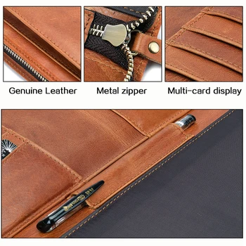 WESTAL skóra naturalna mężczyźni A4 torba na dokumenty Vintage portfel koperta plik folder portfilio posiadacz karty portfel męski cluth torba