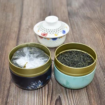 Wielofunkcyjny chiński styl tea Caddy okrągły metalowy herbata skrzynia słoik z pokrywką 2019 Nowy