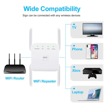 Wifi wzmacniacz sygnału dual-band 2.4/5G Wifi Booster antena o wysokim wzmocnieniu Wifi Repiter 1200 Mb / s, router Wi-fi Range Extender przekaźnik