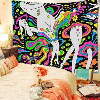 Współczesna moda streszczenie sztuka sexy dziewczyna fantazja dżungli sztuka tkaniny do sypialni, salonie hostelu dekoracji domu ścienne, wiszące