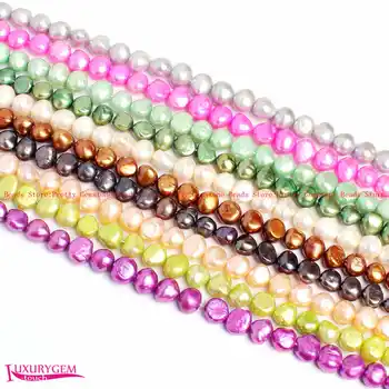 Wysokiej jakości 8-9 mm 24 kolory naturalne słodkowodne perły o nieregularnym kształcie DIY kamienie koraliki Strand 14