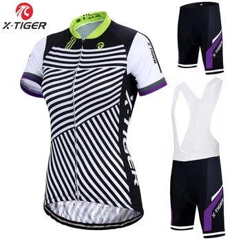 X-Tiger Pro Women Cycling Set rowerowa koszulka poliester odzież rowerowa letnia UV-rowerowa odzież szybkoschnący jazda na Rowerze Jersey zestaw