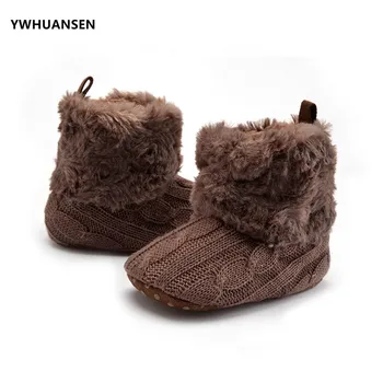 YWHUANSEN Vintage Winter Warm Newborn Girl Baby Prewalker Keep Warm Shoes Buty dziecko dziecko Księżniczka łóżeczko śnieg drutach pupą