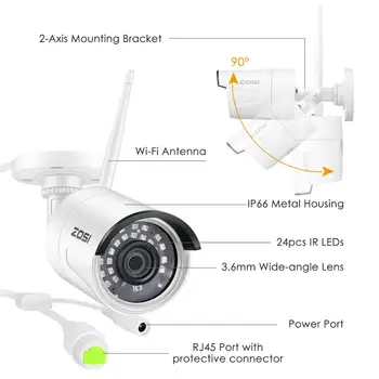 ZOSI HD 1080P 2.0 MP Wireless IP Camera Wodoodporny Night Vision WiFi IP Security Surveillance Camera for ZOSI Wireless NVR Set