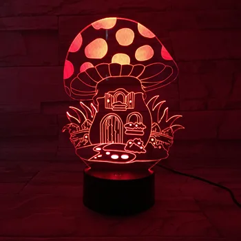 Śliczne grzyby rośliny domowe w formie 3D lampy LED USB Mood Night Light Multicolor Touch lub Remote Multicolor BedroomTable Lamp